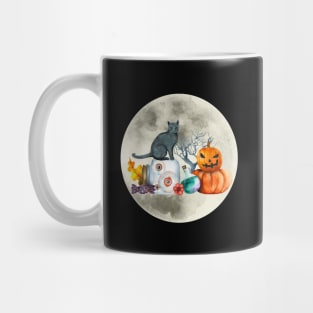 Full Moon Cat on A Jar of Eyes Mug